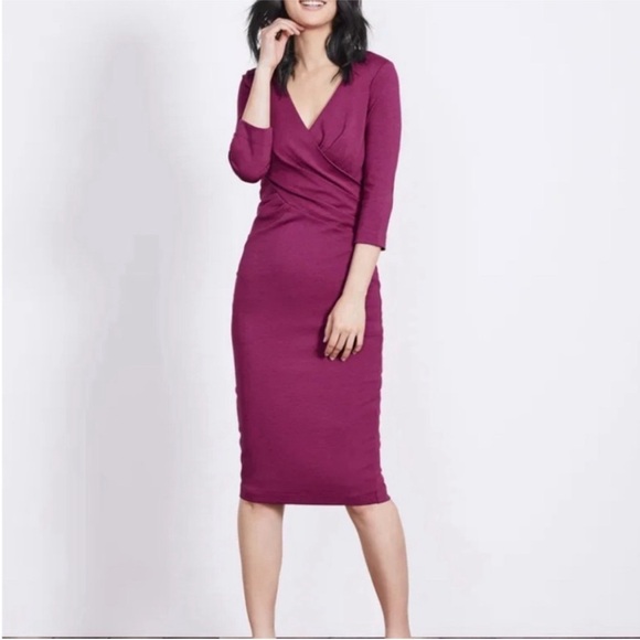 Boden Dresses & Skirts - Boden Camille Ponte dress magenta pink sheath ruching fitted career